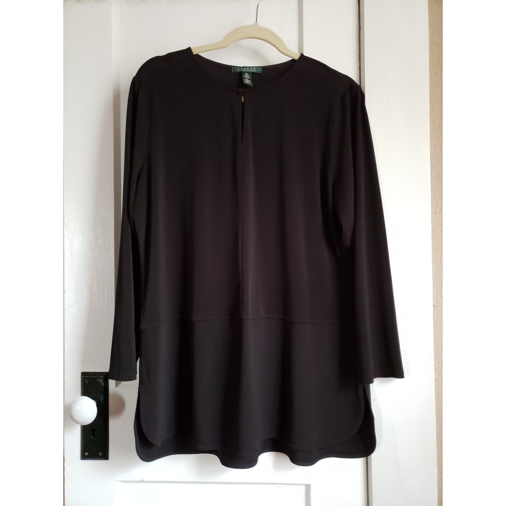 LAUREN RALPH BLACK long sleeve 3 blocks WOMEN XL BLOUSE